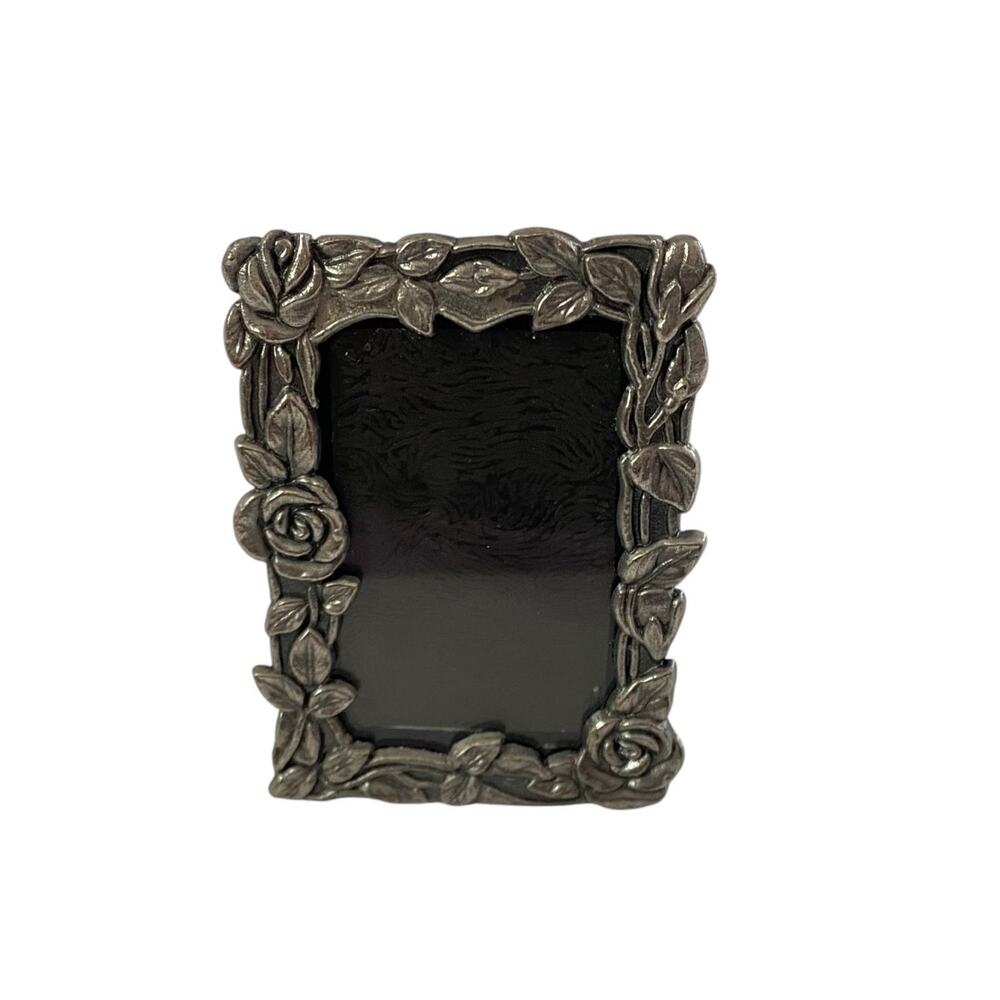 Vintage Pewter Rose Photo Frame 2x3 Whimsigoth Goth Coquette 90s Y2K Mini Floral